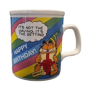 VTG 1978 Enesco Syndicate Garfield Cat Birthday Ceramic Coffee Tea Mug Cup MINT!